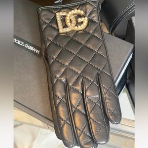 Authentic Dolce & Gabbana Leather Quilted Gloves sz 7.5